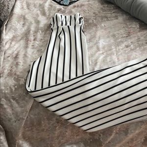 High waisted striped black and white pants